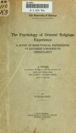 The psychology of oriental religious experience : a study of some typical experiences of Japanese converts to Christianity_cover