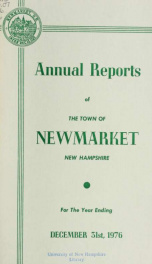 Reports of the selectmen and town treasurer and the superintendent of public schools of the Town of Newmarket, for the year ._cover