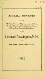 Annual reports of the selectmen, treasurer, highway agents, auditors, board of education and library trustees of the Town of Newington, N.H. for the year ending ._cover
