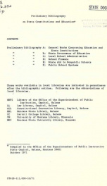 Preliminary bibliography on state constitutions and education 1971_cover