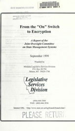 From the "on" switch to encryption : a report of the Joint Oversight Committee on State Management Systems_cover