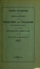 Receipts and expenditures of the Town of Exeter 1926_cover