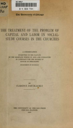 The treatment of the problem of capital and labor in social-study courses in the churches_cover