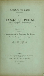 Un procès de presse en 1821 : discours prononcé à l'ouverture de la conférence des avocats, le samedi 24 novembre 1877_cover