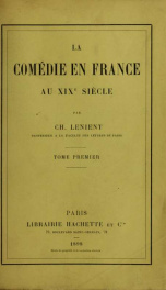 La comédie en France au XIXe siècle 1_cover