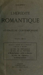 L'hérédité romantique dans la littérature contemporaine_cover