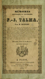 Mémoires historiques et littéraires sur F.-J. Talma_cover