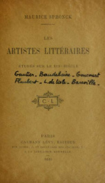 Les artistes littéraires : études sur le 19e siècle_cover