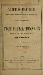 Tout pour l'honneur: drame en cinq actes, mêlé de chant_cover