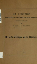 De la statistique de la Baranya_cover