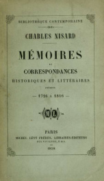 Mémoires et correspondances : historiques et littéraires inédits,1726 à 1816_cover