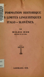 La formation historique des limites linguistiques italo - slovènes_cover