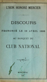 Discours prononcé le 10 avril 1888 au banquet du Club National \_cover