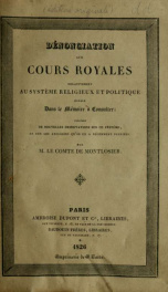 Dénonciation aux cours royales : relativement au système religieux et politique signalé dans le Mémoire à consulter : précédée de nouvelles observations sur ce système, et sur les apologies qu'on en a récemment publiés_cover