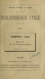 Histoire de la Restauration 1814-1830_cover