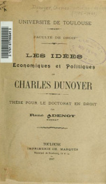 Les idées économiques et politiques de Charles Dunoyer_cover