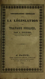 Considérations gérales sur la législation des travaux publics /_cover