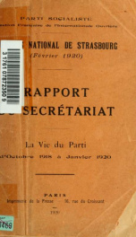 Rapport du secrétariat : la vie du parti d'octobre 1918 à janvier 1920 00_cover