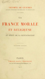 La France morale et religieuse au début de la Restauration 1_cover