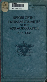 Report of the Overseas committee of the War work council of the Young women's Christian association, 1917-1920;_cover