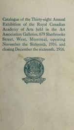 Annual Exhibition Catalogue of the Royal Canadian Academy of Arts, 1916_cover