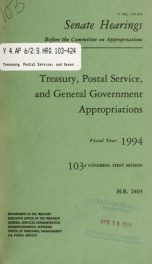 Treasury, Postal Service, and general government appropriations for fiscal year 1994 : hearings before a subcommittee of the Committee on Appropriations, United States Senate, One Hundred Third Congress, first session, on H.R. 2403 ... Department of the T_cover