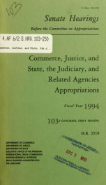 Departments of Commerce, Justice, and State, the judiciary, and related agencies appropriations for fiscal year 1994 : hearings before a subcommittee of the Committee on Appropriations, United States Senate, One Hundred Third Congress, first session, on H_cover