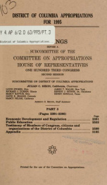 District of Columbia appropriations for 1995 : hearings before a subcommittee of the Committee on Appropriations, House of Representatives, One Hundred Third Congress, second session Pt. 3_cover