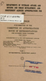 Departments of Veterans Affairs and Housing and Urban Development, and independent agencies appropriations for 1994 : hearings before a subcommittee of the Committee on Appropriations, House of Representatives, One Hundred Third Congress, first session Pt_cover