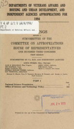 Departments of Veterans Affairs and Housing and Urban Development, and independent agencies appropriations for 1994 : hearings before a subcommittee of the Committee on Appropriations, House of Representatives, One Hundred Third Congress, first session Pt_cover