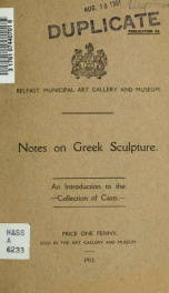 Notes on Greek sculpture : an introduction to the collection of casts_cover