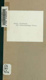 Die Urbevölkerung Tirols; ein Beitrag zur Palaeo-Ethnologie von Tirol_cover