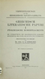 Griechisch literarische Papyri. Mit Unterstützung des Grossherzoglich Badischen Ministeriums der Justiz, des Kultus und Unterrichts_cover