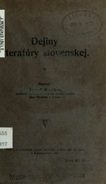 Dejiny literatúry slovenskej_cover