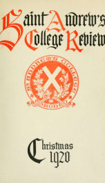 St Andrew's College Review, Christmas 1920_cover