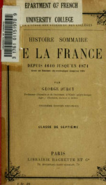 Histoire sommaire de la France depuis 1610 jusqu'en 1871. Avec un résumé chronologique jusqu'en 1904_cover