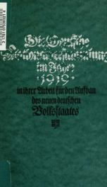 Die deutsche Nationalversammlung im Jahre 1919 [und 1920] in ihrer Arbeit für den Aufbau des neuen deutschen Volksstaates 7_cover