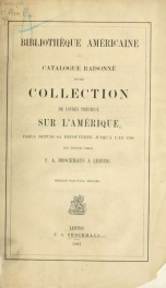 Bibliothèque Américaine, catalogue raisonné d'une collection de livres précieux sur l'Amérique parus depuis sa découverte jusqu'à l'an 1700, en vente chez F.A. Brockhaus à Leipzig_cover