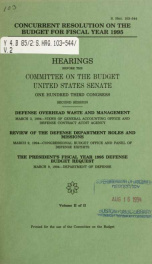 Concurrent resolution on the budget for fiscal year 1995 : hearings before the Committee on the Budget, United States Senate, One Hundred Third Congress, second session 2_cover