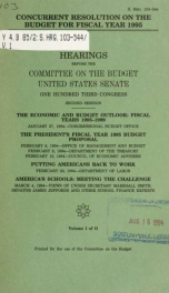 Concurrent resolution on the budget for fiscal year 1995 : hearings before the Committee on the Budget, United States Senate, One Hundred Third Congress, second session 1_cover