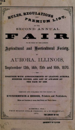 Rules, regulations and premium list of the annual fair 2 (1870)_cover