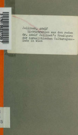 Lichtstrahlen aus den reden dr. Adolf Jellinek's Predigers der israelitischen Cultursgemeinde in Wien_cover