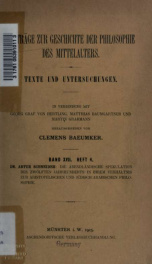 Die abendländische Spekulation des zwölften Jahrhunderts in ihrem Verhältnis zur Aristotelischen und jüdisch-arabischen Philosophie : eine Untersuchung über die historischen Voraussetzungen des Eindringens des Aristotelismus in die christliche Philosophie_cover