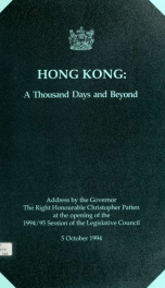 Hong Kong : A Thousand days and beyond_cover