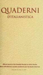 Quaderni d'italianistica : revue officielle de la Société canadienne pour les études italiennes = official journal of the Canadian Society for Italian Studies, 1999 20, No.1-2_cover