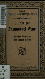 Immanuel Kant; Darstellung und Würdigung_cover