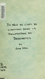 Du role de l'idée de l'instant dans la philosophie de Descartes_cover