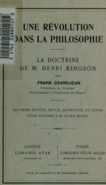 Une révolution dans la philosophie : la doctrine de M. Henri Bergson .._cover