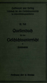 Quellenbuch für den Geschichtsunterricht in Seminaren 3_cover