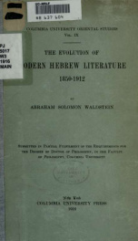 The evolution of modern Hebrew literature, 1850-1912_cover